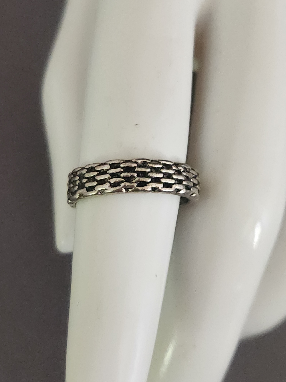 Textured Silver Tone Band Ring